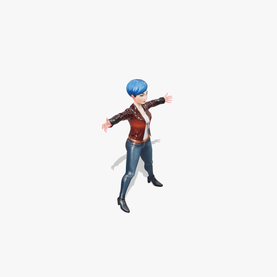 Stylish BlueHaired Character model pack